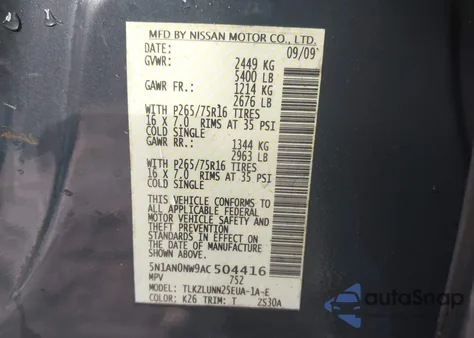 2010 Nissan Xterra Off Road z USA, uszkodzony, nr VIN 5N1AN0NW9AC504416